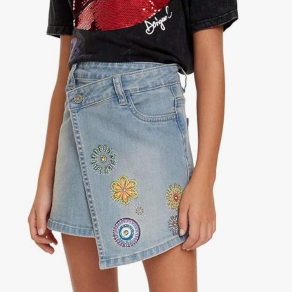 Desigual Denim Girls Asymmetrical Mini Skirt 9/10